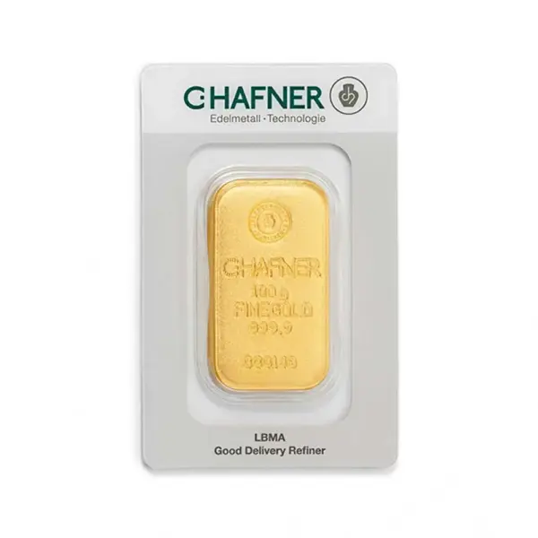 100 g Goldbarren (gegossen) – C. Hafner